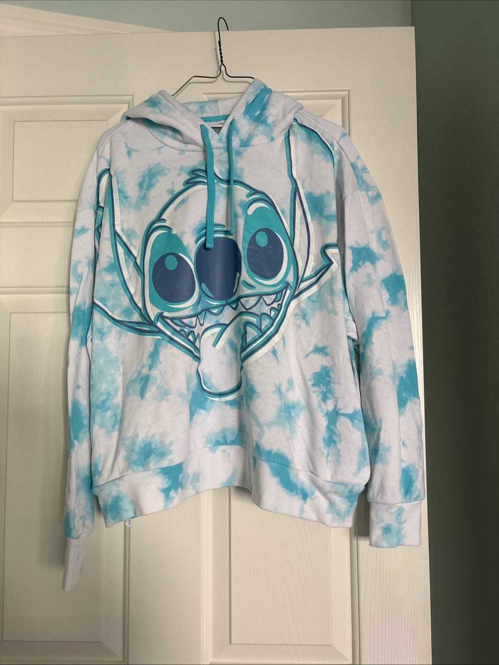 Disney Lilo & Stitch Adult XL Blue Tie-Dye Hoodie Sweatshirt